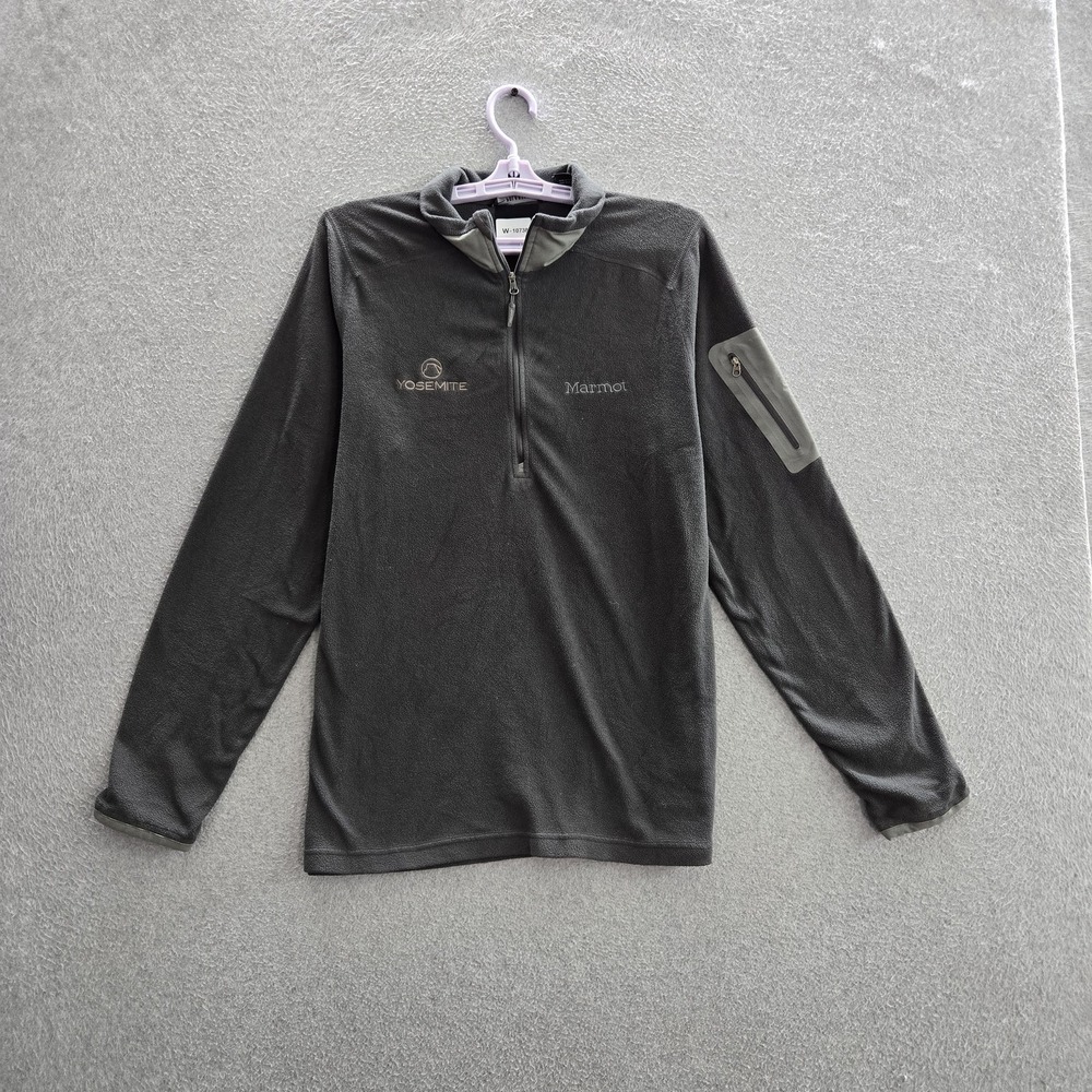 Marmot Men Sweatshirt M Gray‎ Embroidered Yosemite Logo Quarter Zip